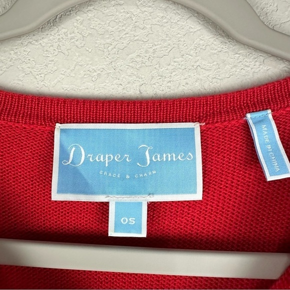 Draper James Red Blue Wool Blend Poncho Cape One Size - Picture 5 of 7